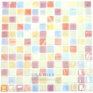 Mosaic Glass Tile by Vidrepur Glass Mosaic Mixes Collection Recycled Glass Tile Mesh Backed Sheet in Deco 7 Iridescent