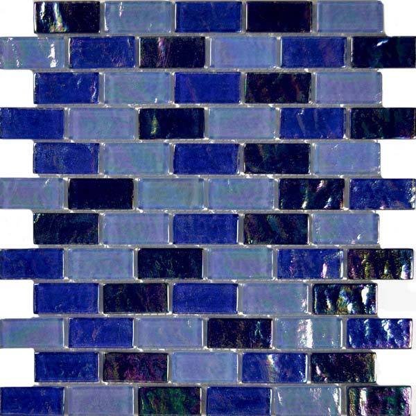 1" x 2" Brick Ocean Mosaic in Blue Blend