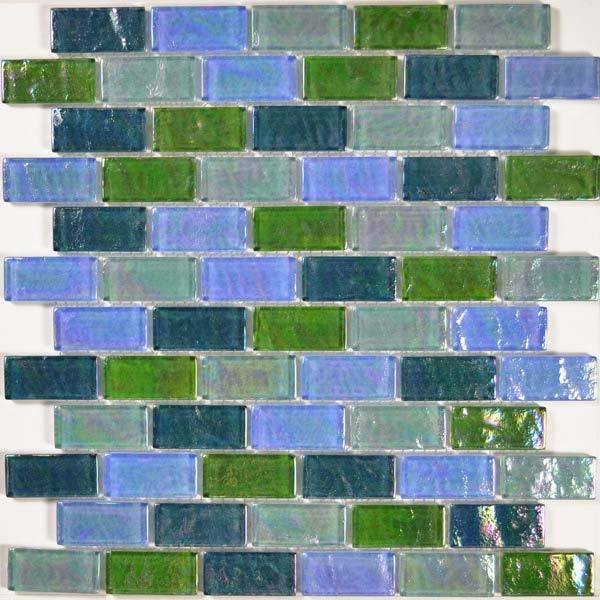 1" x 2" Brick Ocean Mosaic in Blue Green Blend