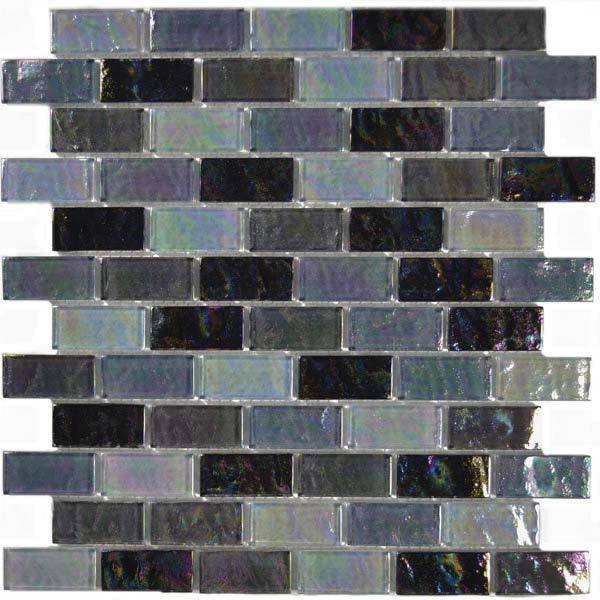 1" x 2" Brick Ocean Mosaic in Black Blend