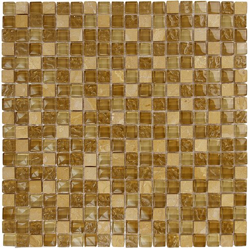 5/8" x 5/8" Glass & Stone Mosaics in Brown Textured Stone Blend