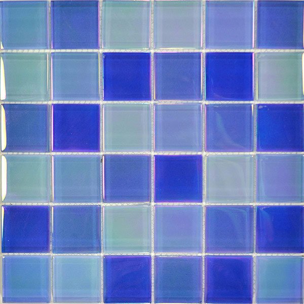 2" x 2" Crystal Iridescent Mosaic in Bright Blue Blend