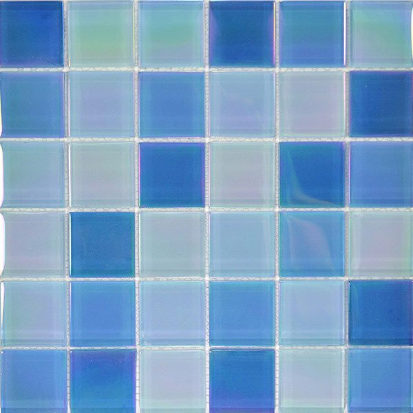 2" x 2" Crystal Iridescent Mosaic in Sky Blue Blend