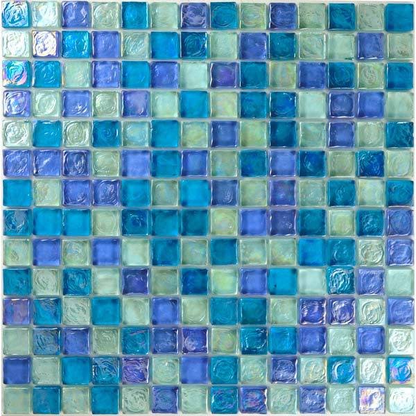 1" x 1" Poured Mosaic in Light Blue Blend