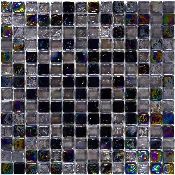 1" x 1" Poured Mosaic in Pewter Smoke Blend