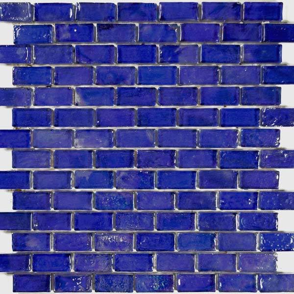 1" x 2" Brick Poured Mosaic in Cobalt