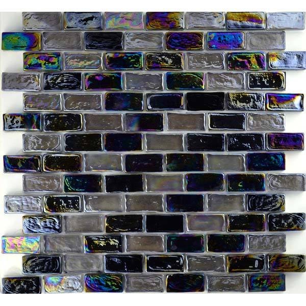 1" x 2" Brick Poured Mosaic in Pewter Smoke Blend