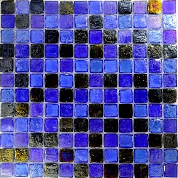 1" x 1" Recycled Mosaic in Blue Pewter Blend