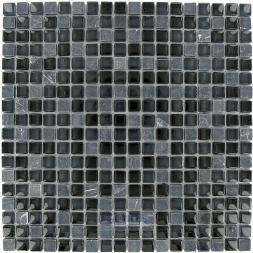 Glass & Stone - 12"x12" Glass Mosaic in Marquina Stone