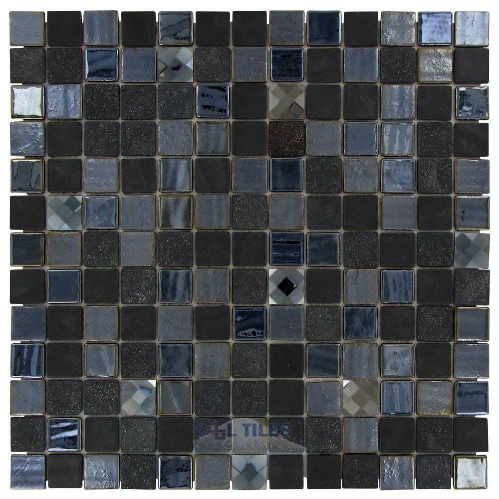 1" x 1" Tile in Agata Diamond Black