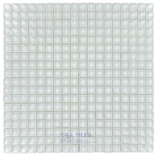 5/8" x 5/8" Glass Mosaic Tile in Ice White