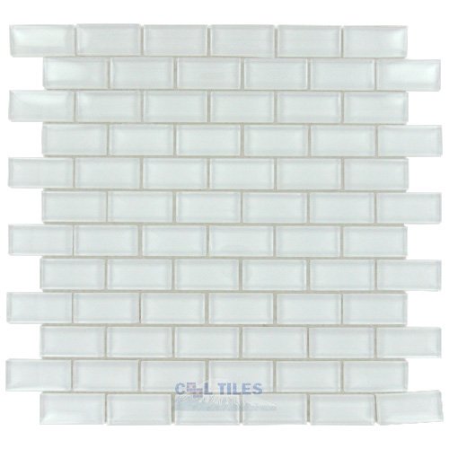 1" x 2" Glass Mosaic Tile in Ice White