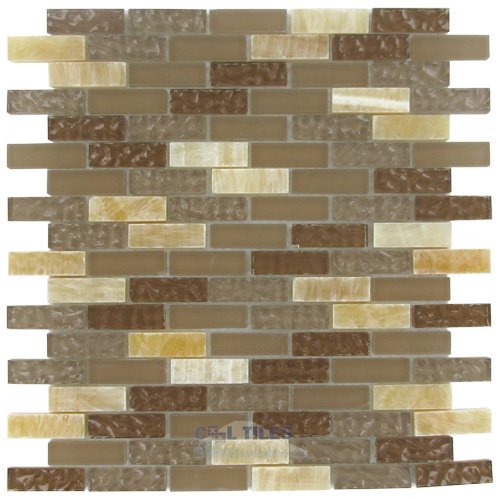5/8" x 2" Glass & Stone Mosaic Tile in Amber