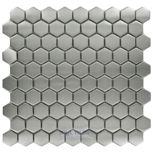 1" Hexagon Mosaic Tile in Steel