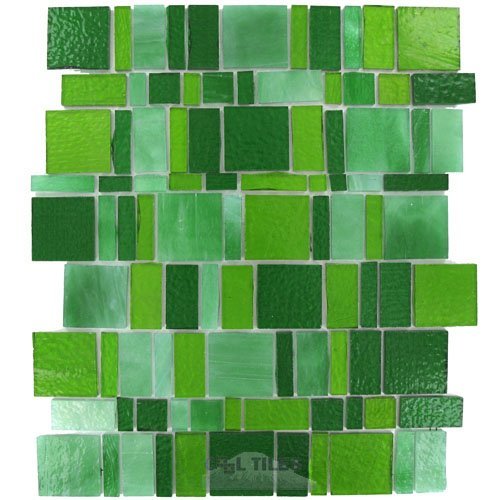 Handcut Glass Mesh Mounted Sheets In Verde