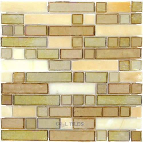 Glass Mosaic Tile in Desert Spoon Combo