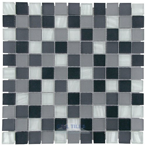 1" x 1" Glass Mosaic Tile in Exacto Charcoal