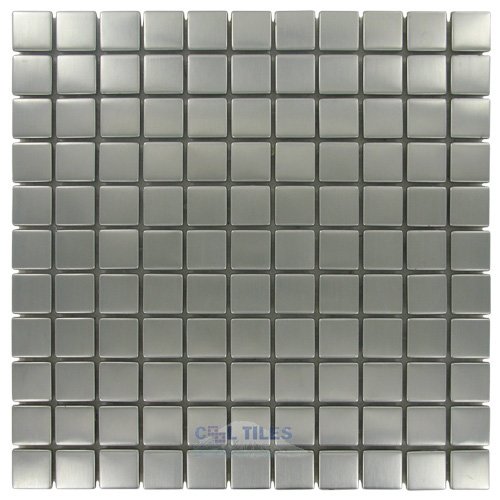 1" x 1" Mosaic Tile in Brushed Stainless Steel
