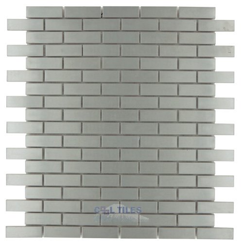5/8" x 2" Brickset Mosaic in Brushed Stainless Steel