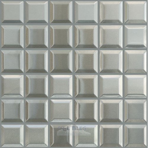2" Mosaic Tile in Brushed Stainless Steel