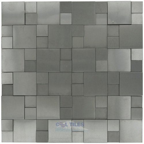 3D Versailles Mosaic in Brushed Stainless Steel