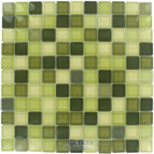 7/8" x 7/8" Glass Mosaic Tile With Frosted Glass in Mountain Meadow Blend
