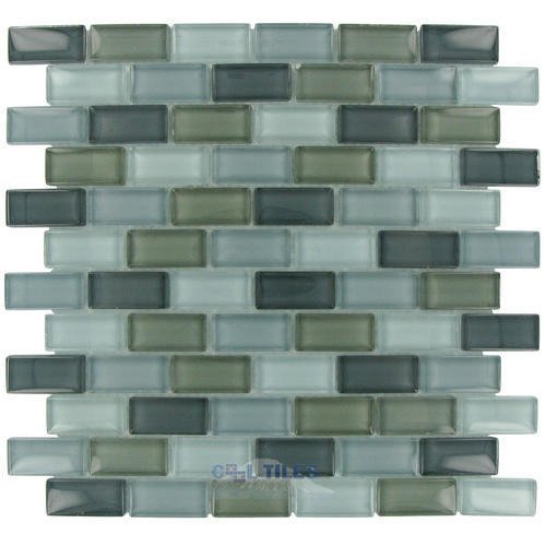 7/8" x 1 7/8" Brick Glass Mosaic Tile in Stormy Skys Clear