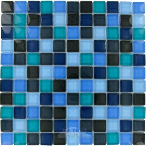 7/8" x 7/8" Glass Mosaic Tile in Blue Bayou Clear