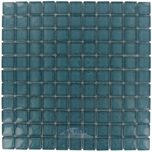 7/8" x 7/8" Glass Mosaic Tile in Steel Blue