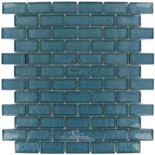 7/8" x 1 7/8" Brick Glass Mosaic Tile in Steel Blue