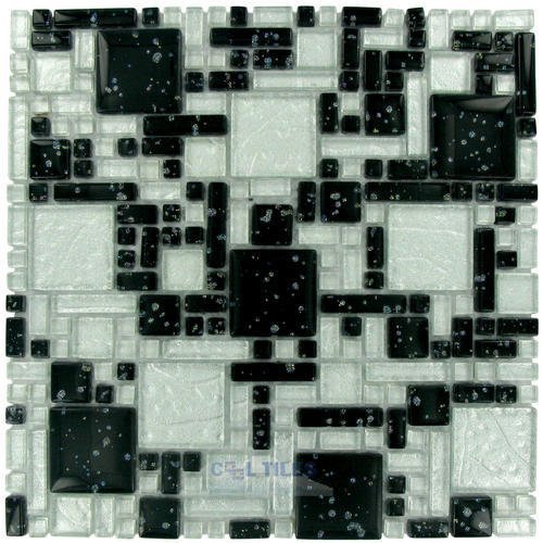 Micro Versailles Glass Mosaic Tile in Galaxy & Ice Glitter