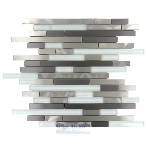 Mosaic Tile in Titanium, Stainless & White