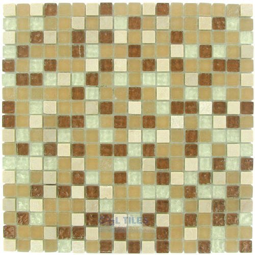 5/8" x 5/8" Glass and Stone Mosaic Tile in Crema Rain