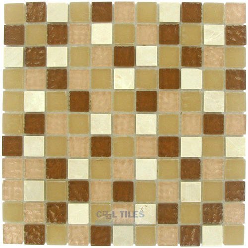 7/8" x 7/8" Glass and Stone Mosaic Tile in Desert Rain