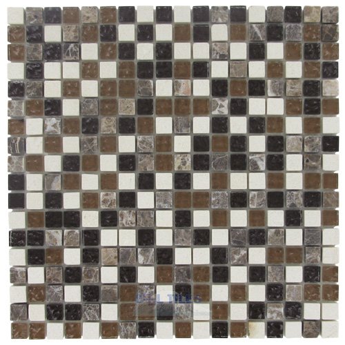 5/8" x 5/8" Stone & Glass Mosaic Tile in November Rain