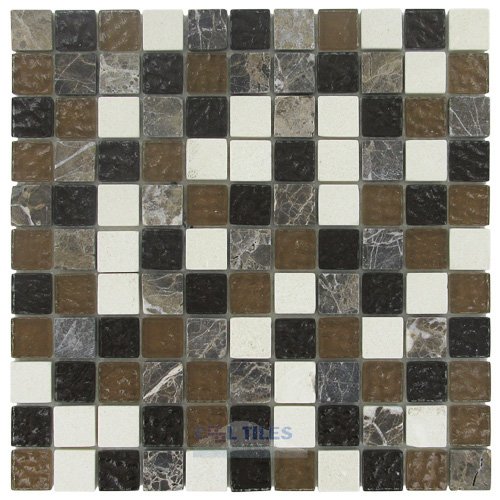 1" x 1" Stone & Glass Mosaic Tile in November Rain