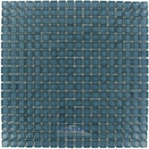 5/8" x 5/8" Glass Mosaic Tile in Steel Blue