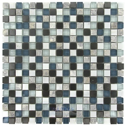 5/8" x 5/8" Stone, Glass & Metal Mosaic Tile in Blue Lagoon