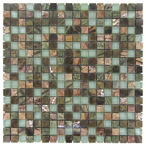 5/8" x 5/8" Stone & Glass Mosaic Tile in Enchanted Forest