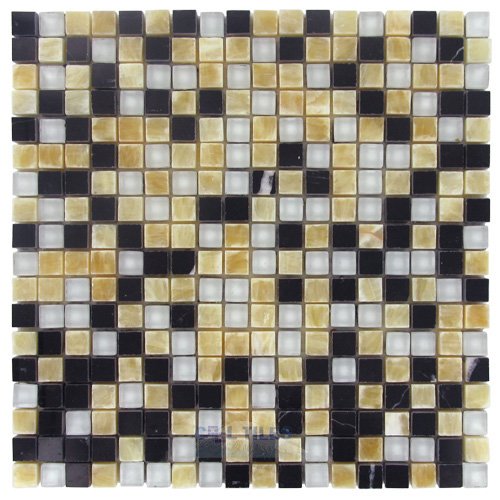 5/8" x 5/8" Stone & Glass Mosaic Tile in Honey Comb