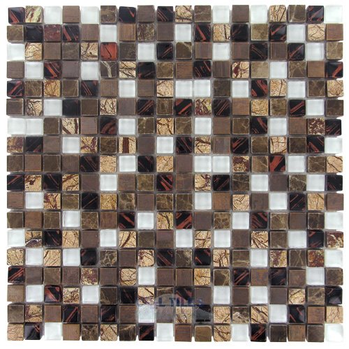 5/8" x 5/8" Stone, Glass & Metal Mosaic Tile in Jungalaya