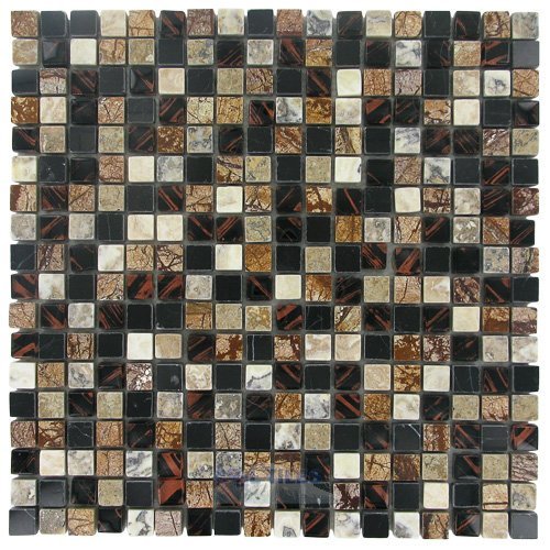 5/8" x 5/8" Stone & Glass Mosaic Tile in Mustang