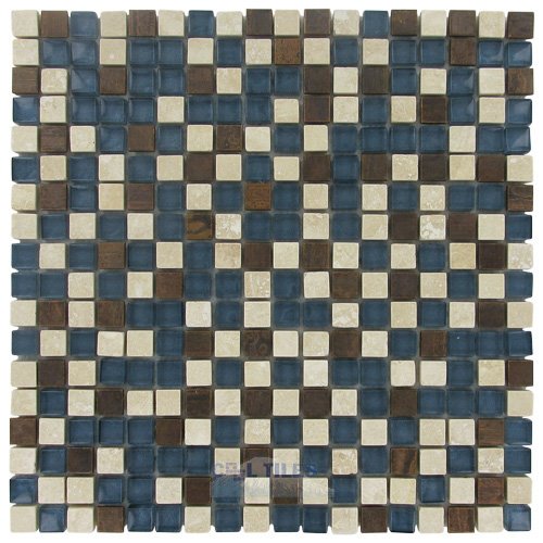 5/8" x 5/8" Stone, Glass & Metal Mosaic Tile in Paradise Cove