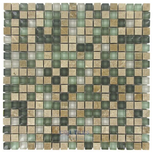 5/8" x 5/8" Stone & Glass Mosaic Tile in Peace Train