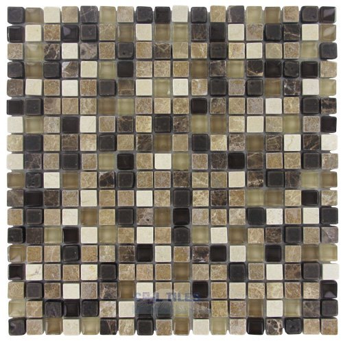 5/8" x 5/8" Stone & Glass Mosaic Tile in Rocky Road