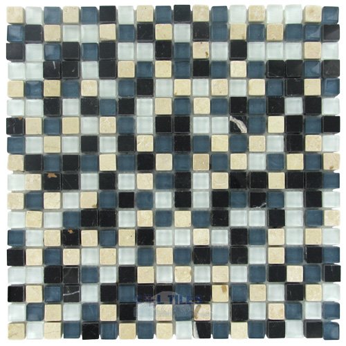 5/8" x 5/8" Stone & Glass Mosaic Tile in Singin the Blues