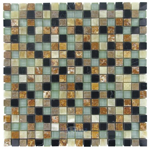5/8" x 5/8" Stone & Glass Mosaic Tile in Woodland Trail