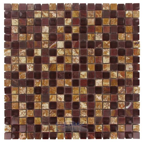 5/8" x 5/8" Stone & Glass Mosaic Tile in Ruby Tuesday