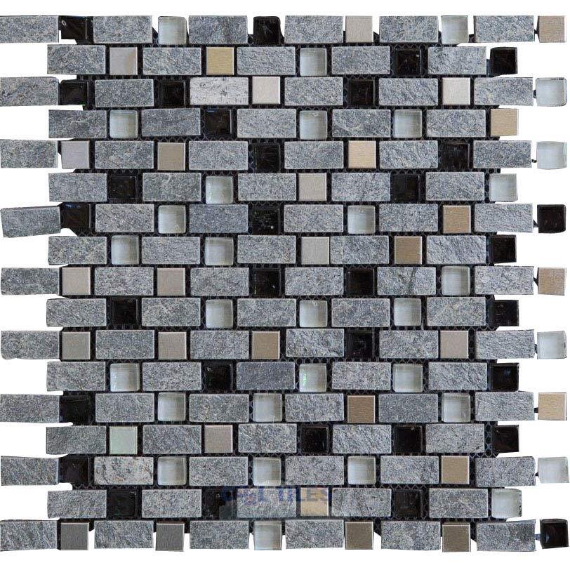 Stone, Glass and Metal Mosaic Tile in Jet