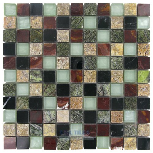 1" x 1" Stone & Glass Mosaic Tile in Lavish